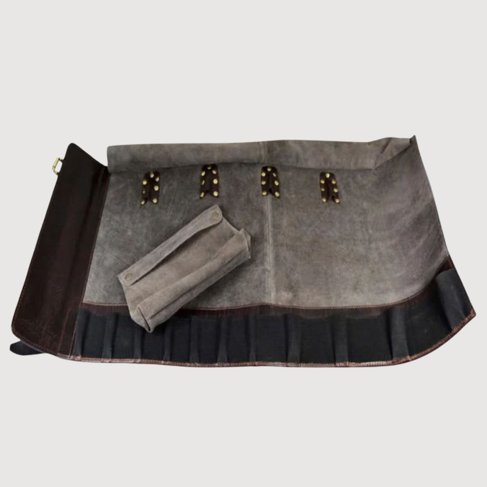 Leather Knife Roll Dark Brown