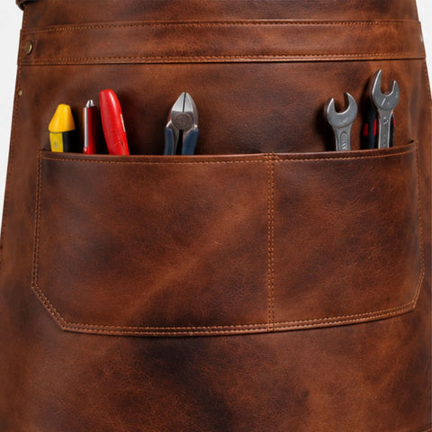 The Devon Brown Full Grain Leather Crossbody Apron