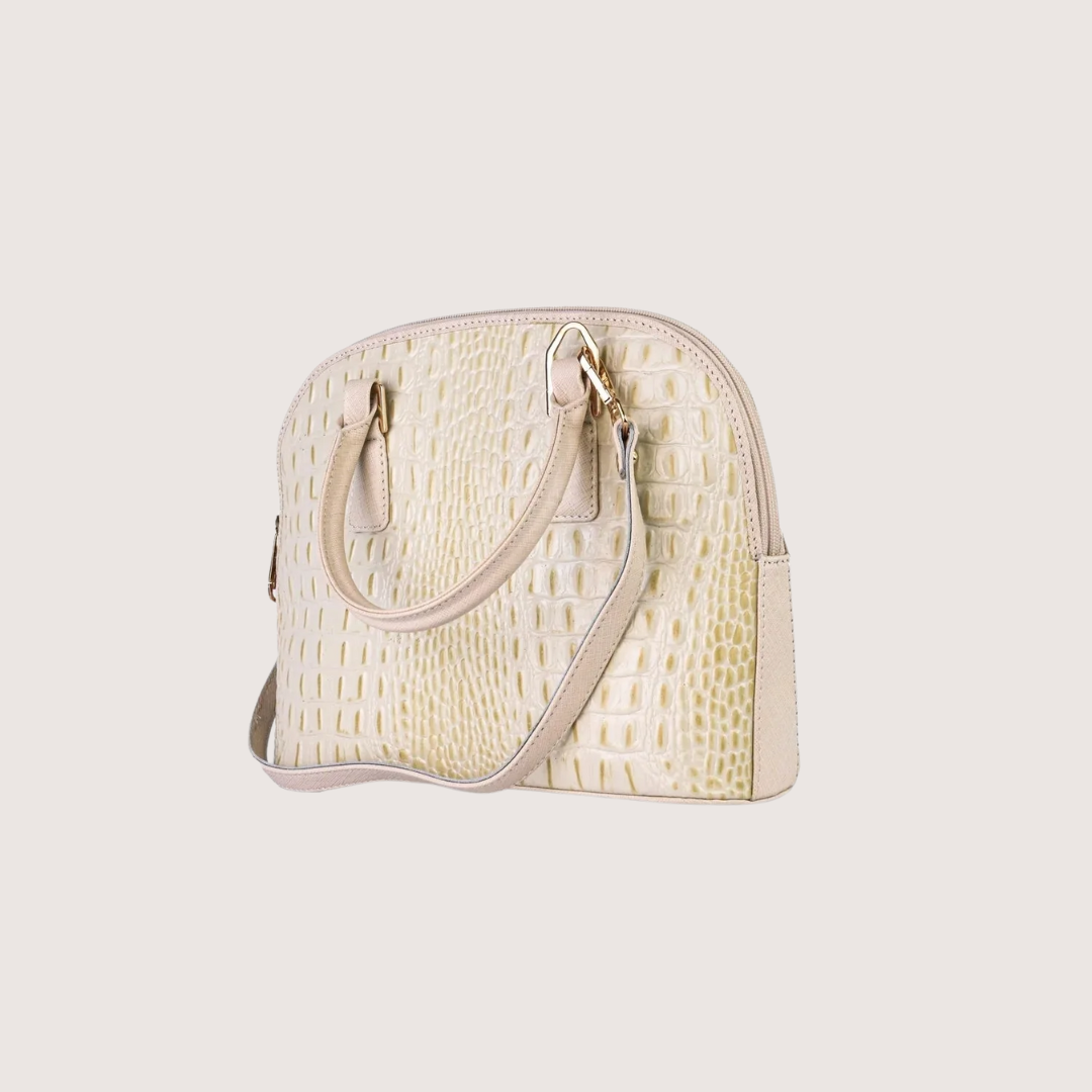 White Noir Croc Leather Handbag