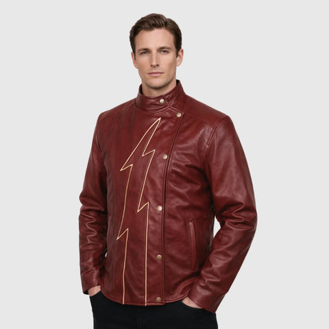Red Biker Leather Jacket | Motorcycle Celebrity Style