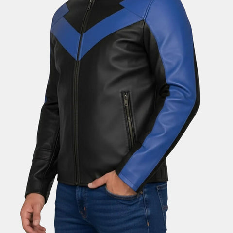 Batman Arkham Knight Nightwing Stylish Cosplay Motorcycle Leather Jacket