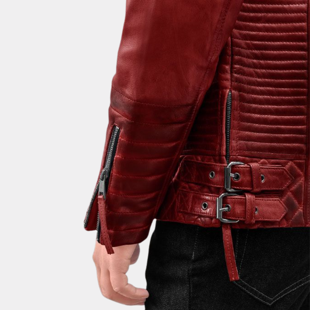 Charles Burnt Red Leather Jacket
