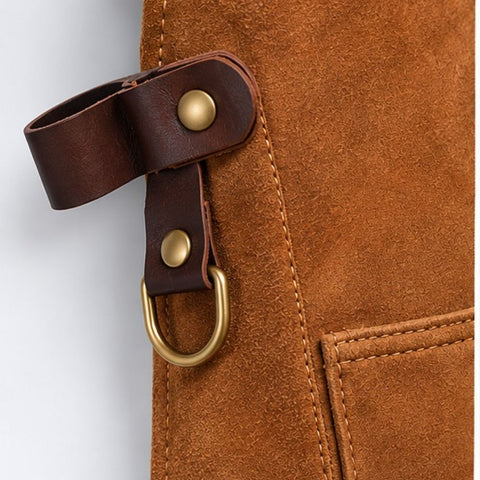 Caramel Brown Cooking Suede Leather Apron