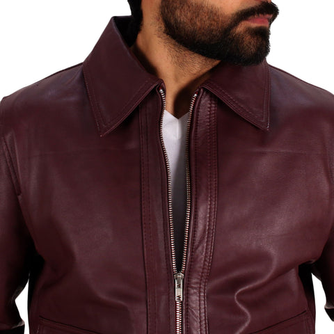 Leather Clan Men's Genuine Lambskin Classic Bomber Jacket