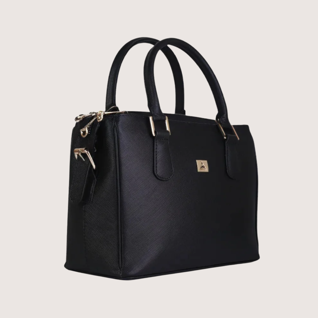 Sienna Luxe Black Leather Handbag