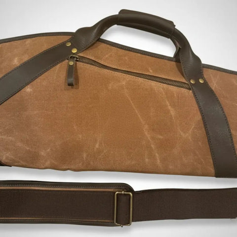 Brown Waxed Canvas Leather Rifle Case