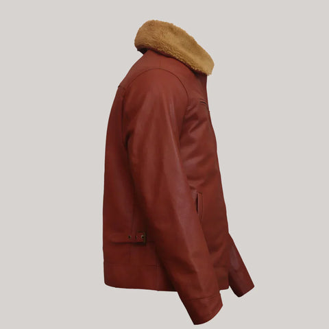 Mens Camel Brown Bomber Leather Jacket
