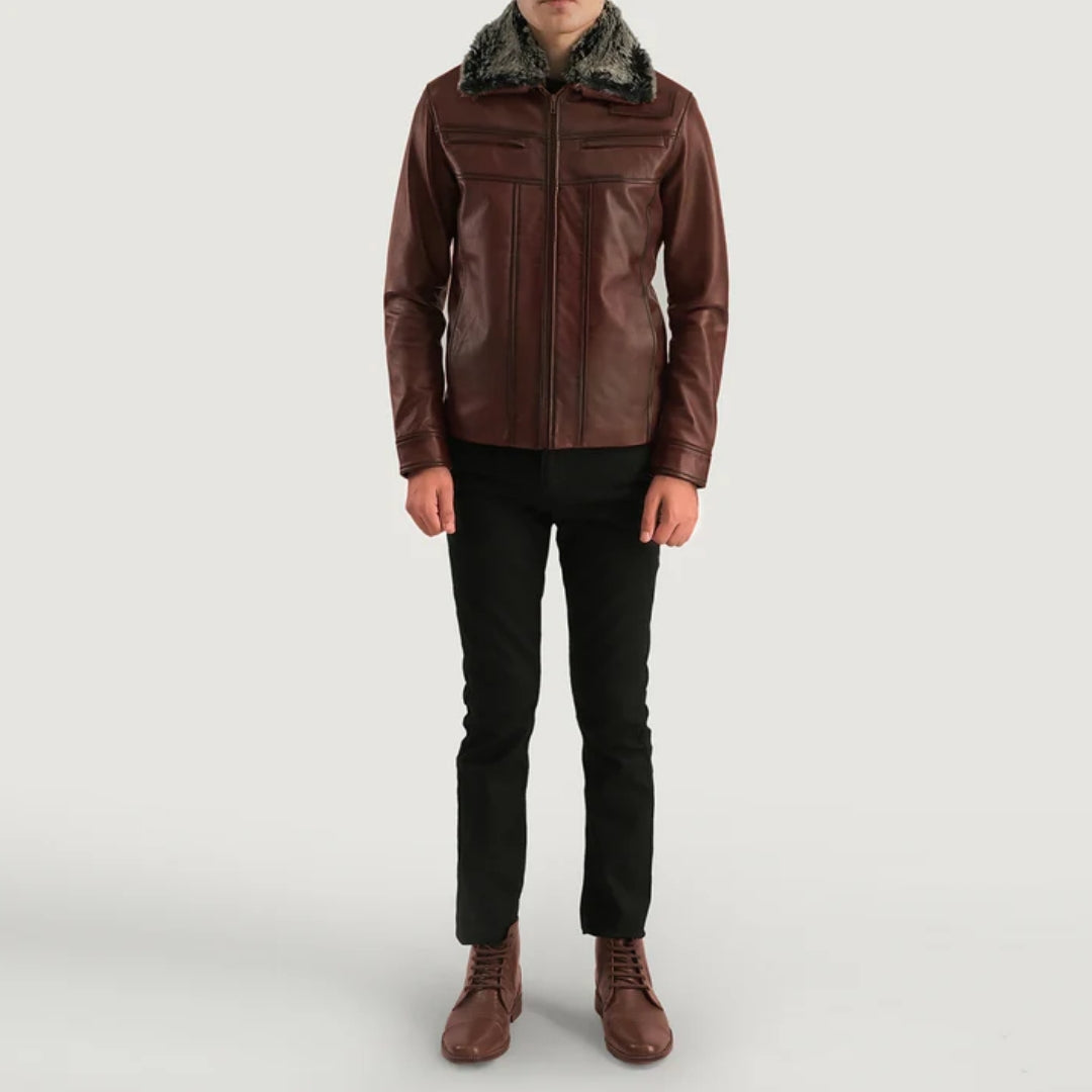 Evan Hart Fur Brown Leather Jacket