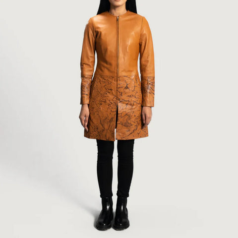 Sandy Tan Dye Leather Coat