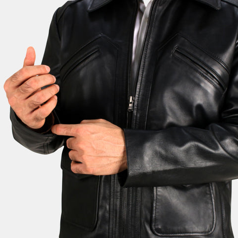 Leather Clan Men's Genuine Lambskin Field Leather Jacket