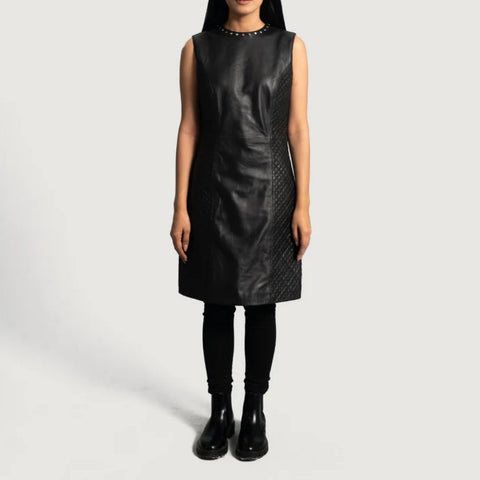 Luxe Black Leather Dress