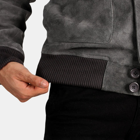 Leather Clan Men's Genuine Lambskin Suede Bomber Jacket