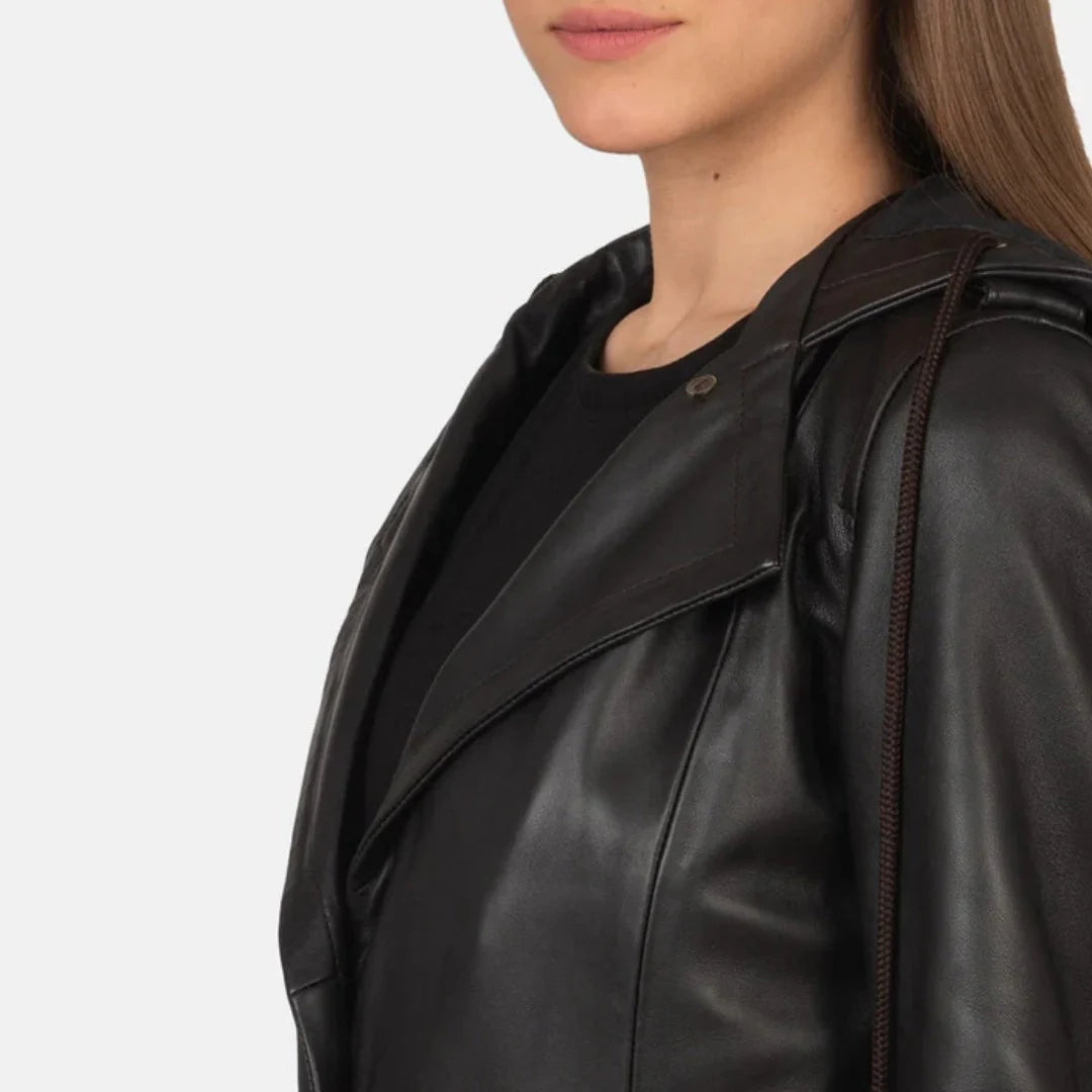 Fixon Hooded Black Trench Coat