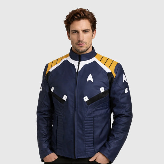 Men's Blue Biker Leather Jacket | Motorcycle Celebrity Style