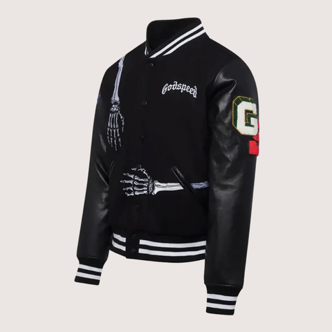 Men's Godspeed Skull Rod Black Bomber Halloween Jacket