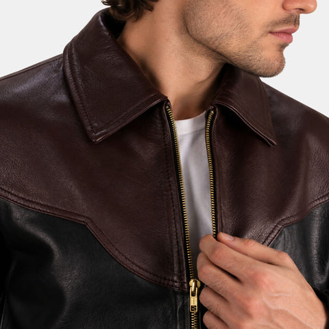 Leather Clan Men's Genuine Lambskin Western Bomber Jacket
