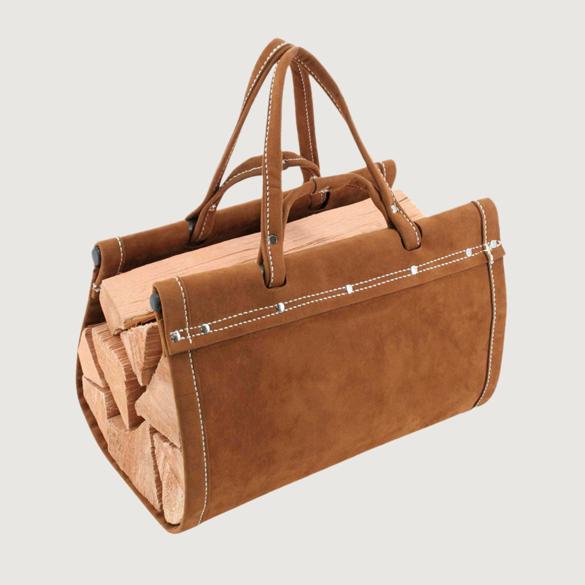 Premium Suede Leather Firewood Log Carrier