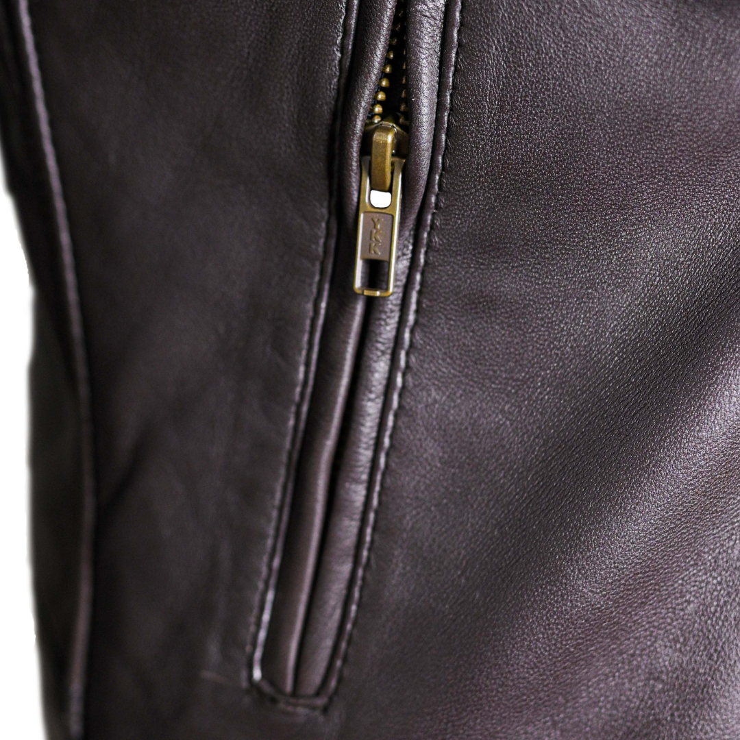 Charlotte Burnt Charcoal Leather Jacket
