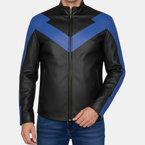 Batman Arkham Knight Nightwing Stylish Cosplay Motorcycle Leather Jacket