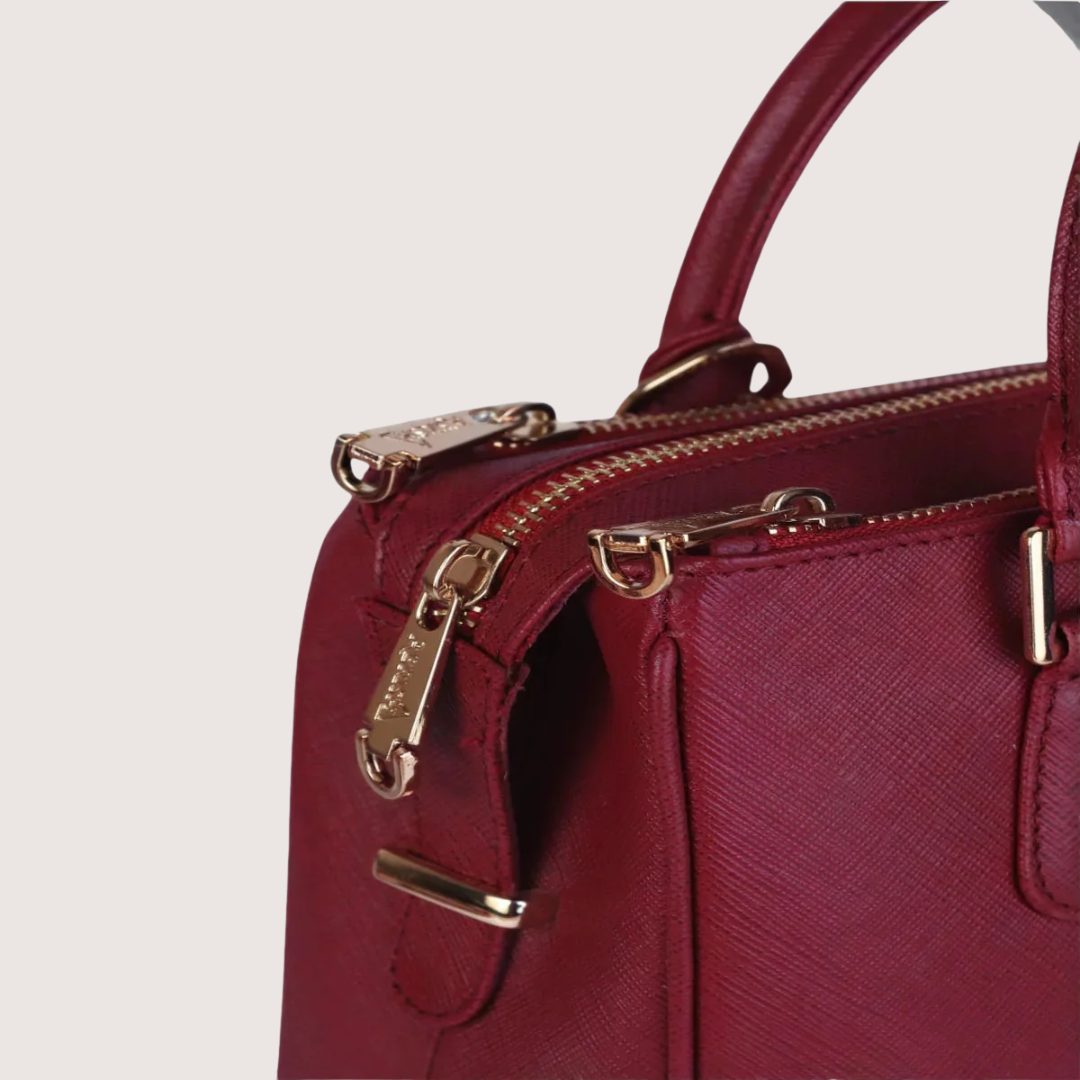 Sienna Luxe Maroon Leather Handbag