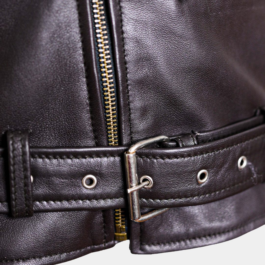 Charlotte Burnt Charcoal Leather Jacket