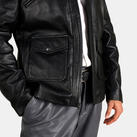 Leather Clan Men's Genuine Lambskin Field Leather Jacket