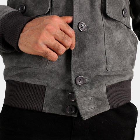 Leather Clan Men's Genuine Lambskin Suede Bomber Jacket
