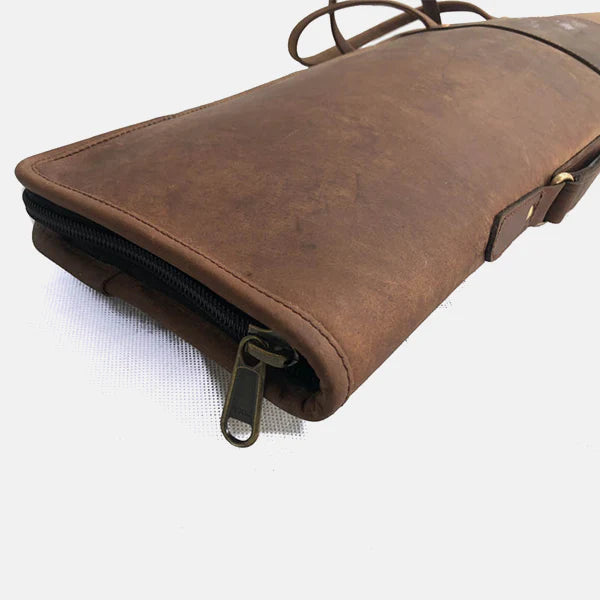 Scoped Leather Rifle Case Distressed Brown