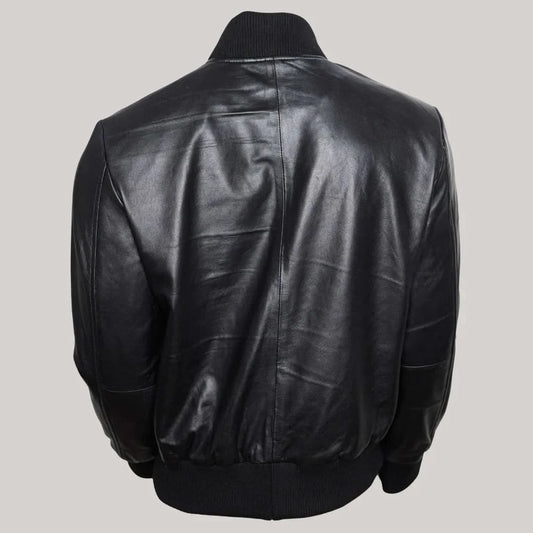 Mens Lambskin Black Bomber Jacket