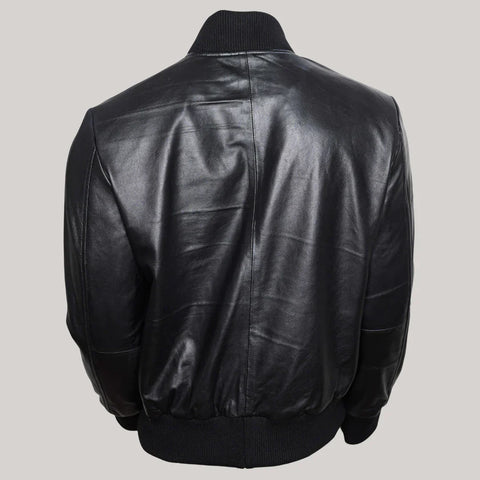 Mens Lambskin Black Bomber Jacket