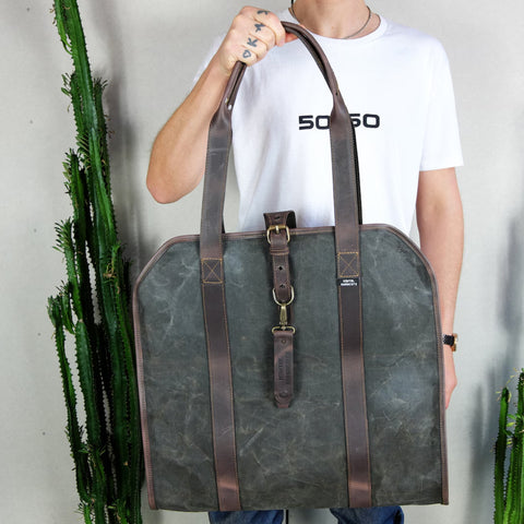 Waxed Canvas Wood Carrier