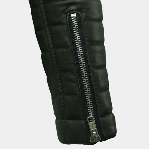 Charlotte Burnt Green Leather Jacket