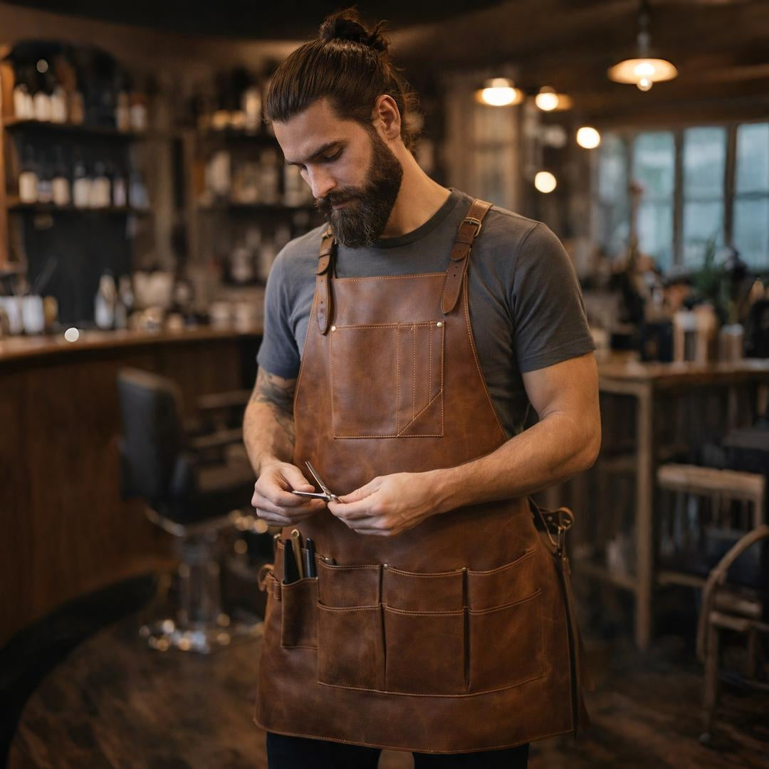 8 Pocket Leather Apron for Mechanics & Tools