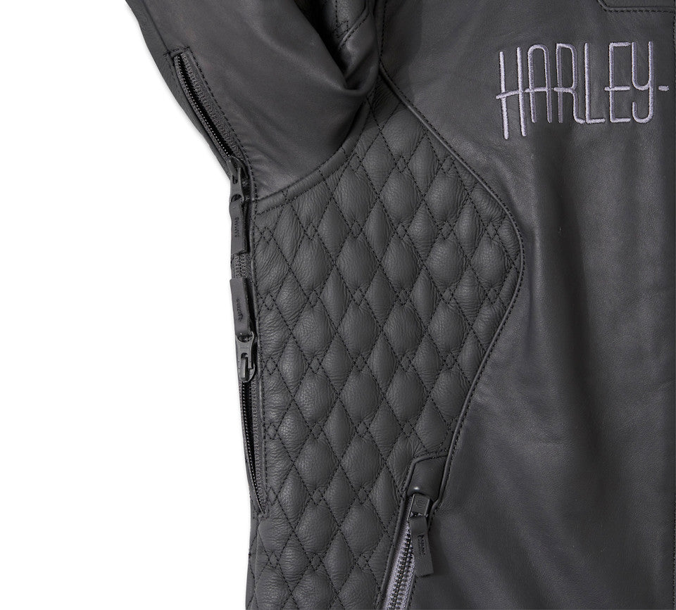 Women's Willie G Skull Graphic Leather Riding Jacket