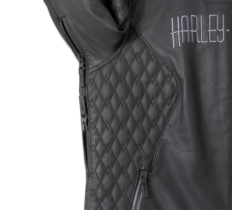 Women's Willie G Skull Graphic Leather Riding Jacket