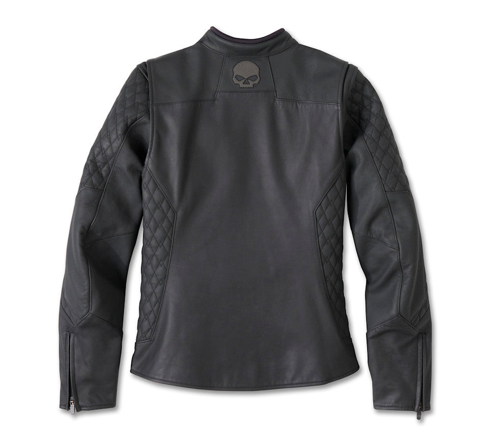 Women's Willie G Skull Graphic Leather Riding Jacket