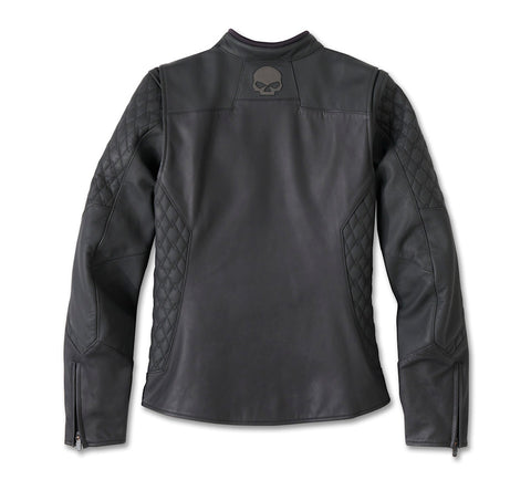 Women's Willie G Skull Graphic Leather Riding Jacket
