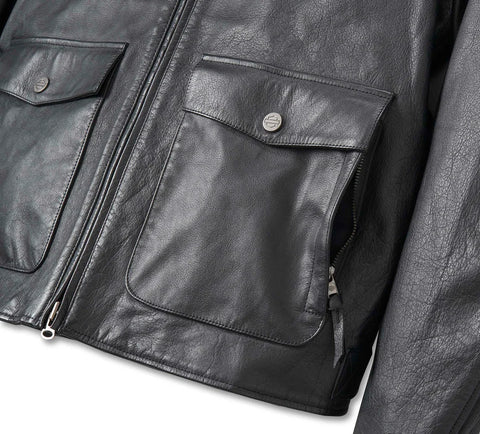 H-D Flex Layering System Captains Leather Jacket Outer Layer