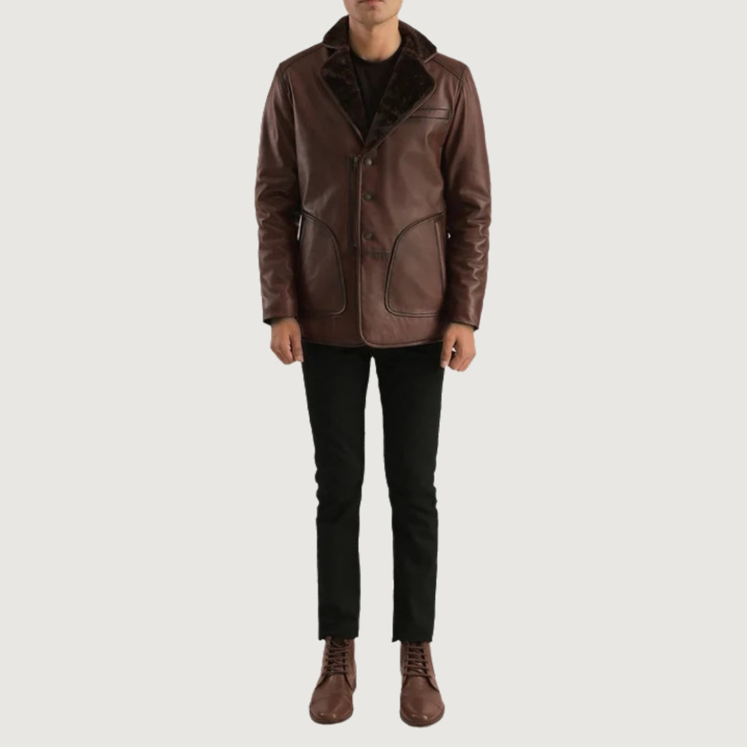 Rocky Brown Fur Leather Coat