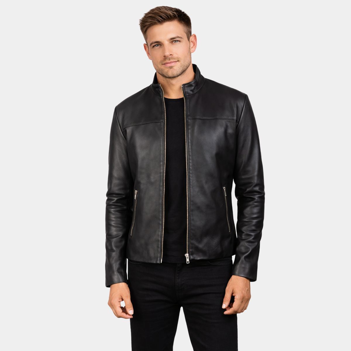 Adornica Black Leather Biker Jacket