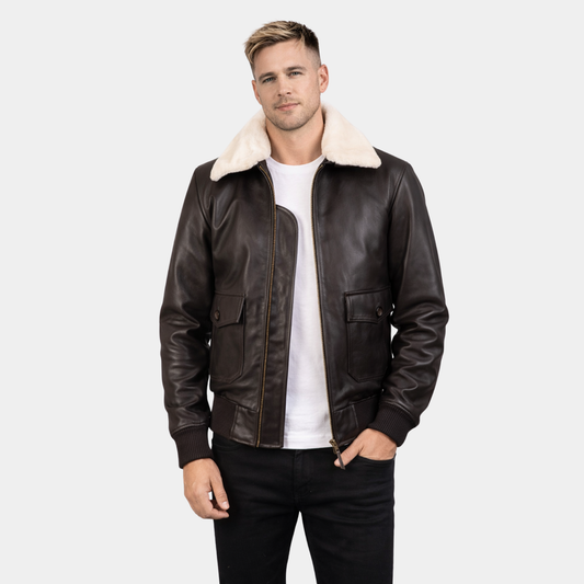 Airin G-1 Brown Leather Bomber Jacket