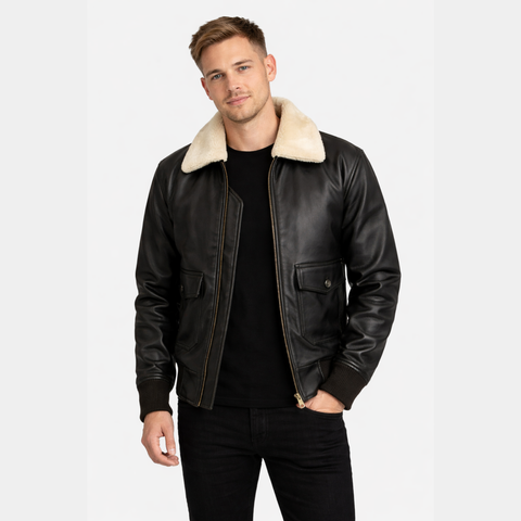 Airin G-1 Brown & Cream Leather Bomber Jacket