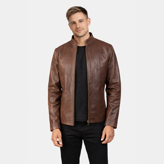 Alex Brown Leather Biker Jacket