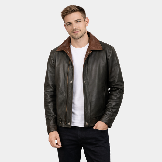 Alfred Brown Leather Bomber Jacket