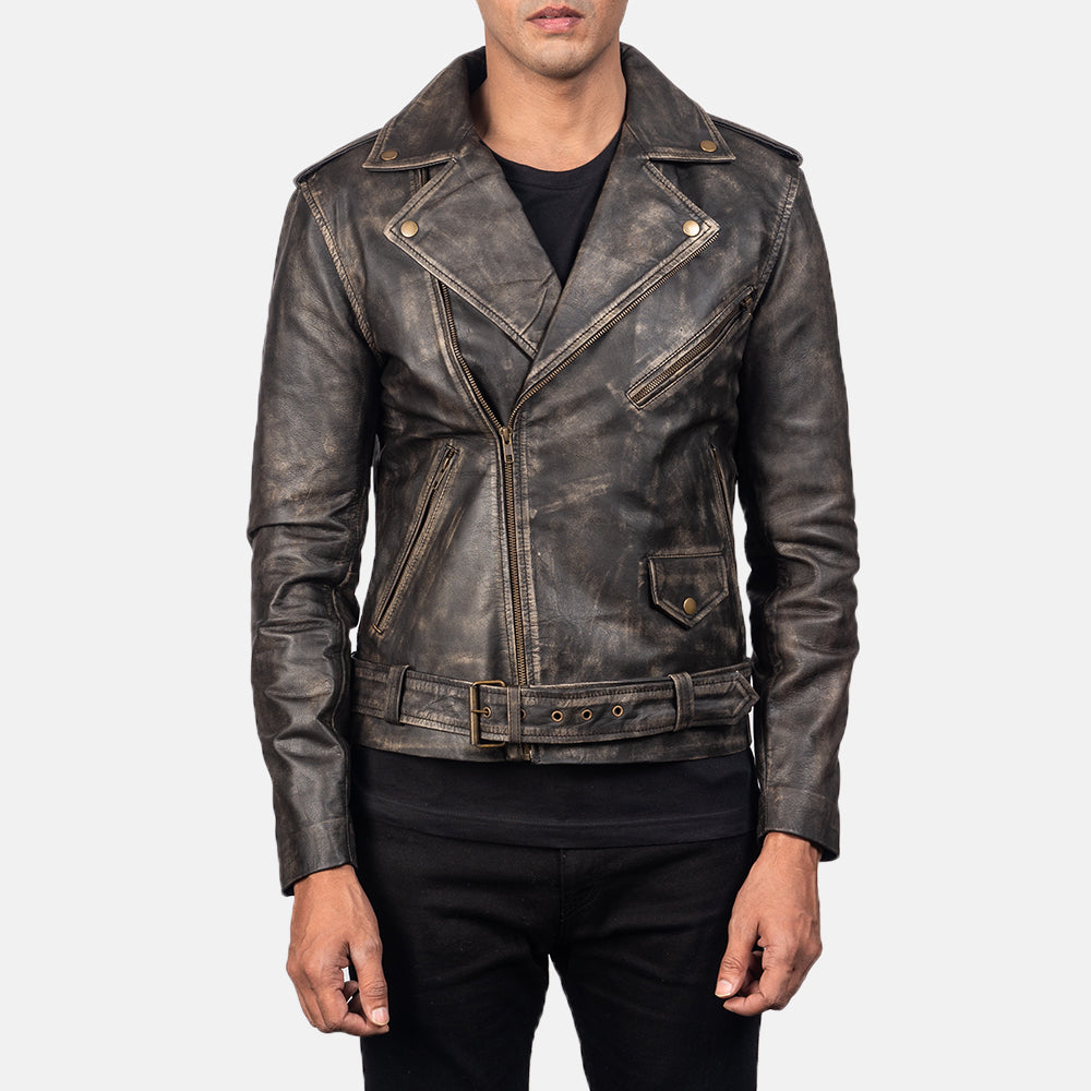 [FS] Allaric Alley Distressed Brown Leather Biker Jacket
