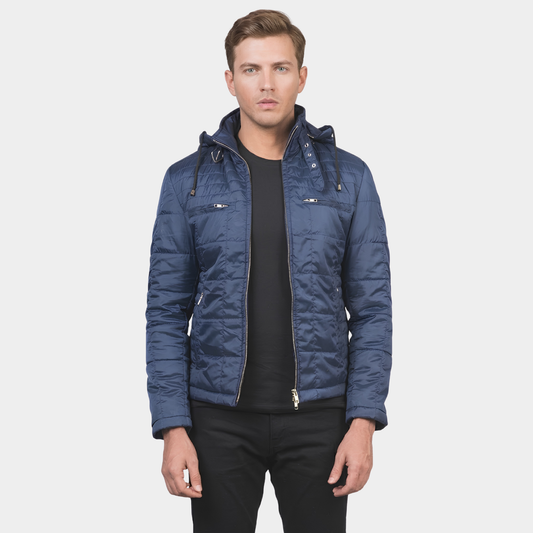 Alps Quilted Blue Hooded Windbreaker Jacket