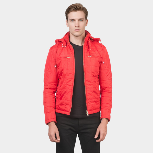Alps Quilted Red Hooded Windbreaker Jacket