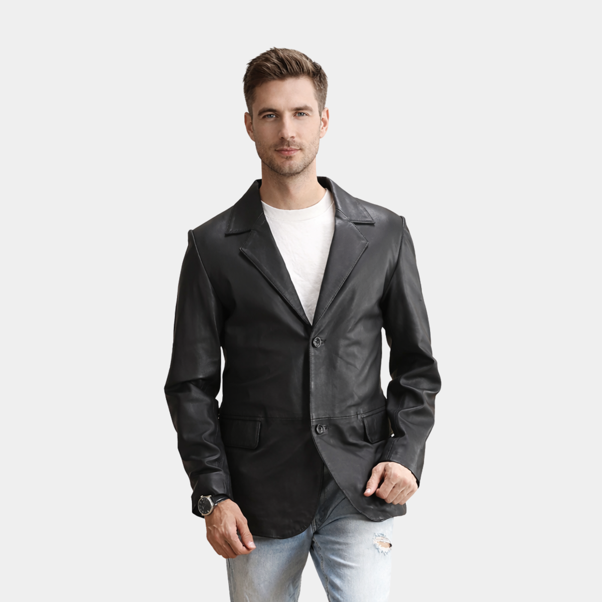 Alyson Black Leather Blazer