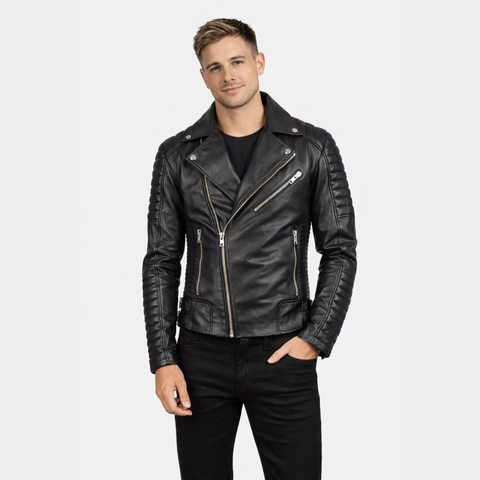 Armand Black Leather Biker Jacket