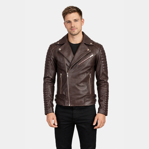 Armand Maroon Leather Biker Jacket